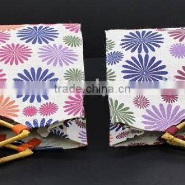 PP Laminated Jute Tote Bag With Wooden Eye Shape Cane Handle - Exclusive Printed Design photo-3