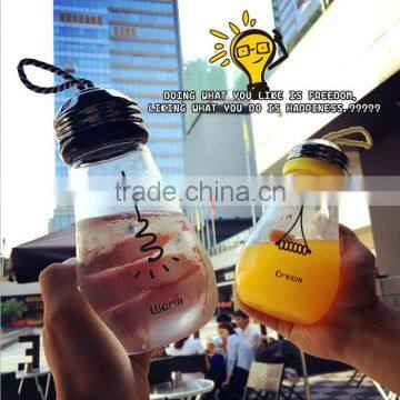 UCHOME 2017 New Design 450ml Single Layer Glass Bulb Water Bottle Glass Bulb Juice Bottle Glass Bulb Beverage Bottle photo-3