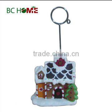 Resin Christmas house memo holder, Christmas card holder