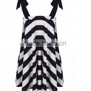 Summer Womens Dresses New Arrival 2016 Black &white Stripe Sexy Sling Beach Sundress Plus Size Dress photo-4