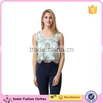New Design Ladies Sequin Embroideried Beaded Cami Top photo-1