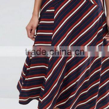 High Waisted Strip Long Skirt Latest Model Full Skirts for Women Summer Casual Wear photo-5