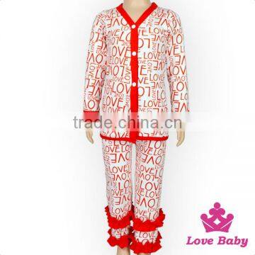 2017 Valentine's Day Set Baby Girl Clothing Set Letter Printed Long Sleeve Ruffle Bottom Children Top + Pant Matching Sets photo-4