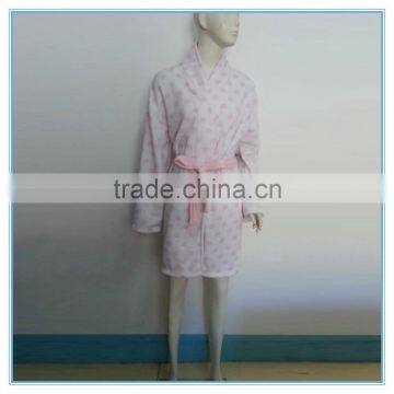 Flannel Bath Robes Soft Coral Fleece Terry Dot Printing Bathrobes, Fluffy Bathrobe, Lady's Gown Dresses Polyester Pajamas photo-3