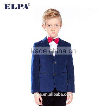 2016 New Style ELPA NXB0030 Hot Sale Plus Size British Style Blue Velvet Casual Kids Blazer With Black Elbow Patches photo-3