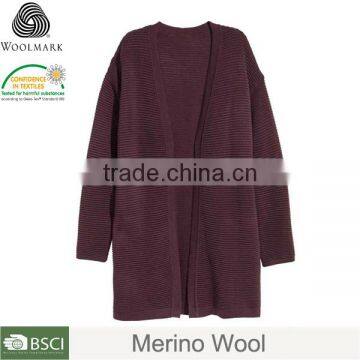 Solid color long ladies knitted cardigan