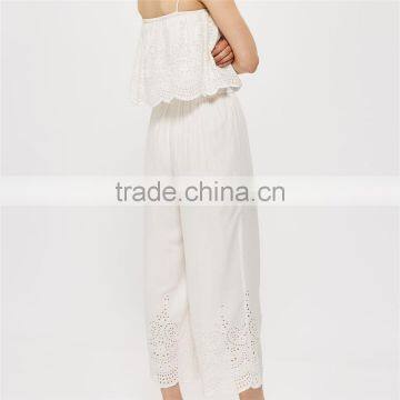 2017 Newest Fashion Embroidered Sling Ladies Jumpsuit With Ruffles photo-6