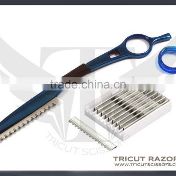 Titanium Color Coated Straight Shaving Thinning Razor