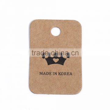 Paper Label Tags Rectangle Brown Crown Pattern 30mm(1 1/8") x 20mm( 6/8"), 1 Piece