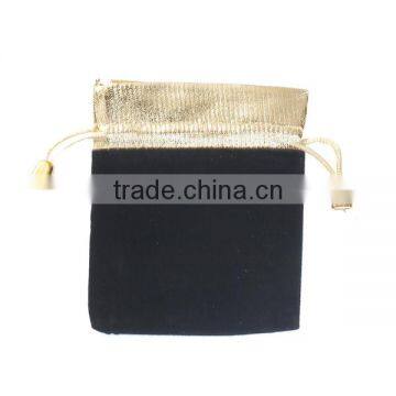 Velvet Jewelry Bags Drawstring Rectangle Black 12cm X9cm photo-3
