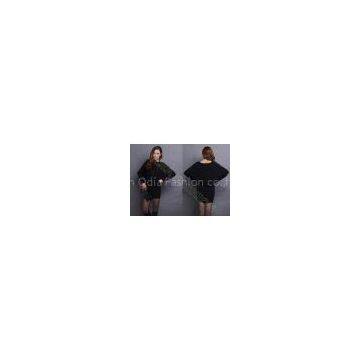 Black Dolman Sleeve Acrylic Womens Long Sweater Pullover in Round Neck