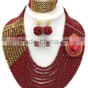 Gold-plated Red Gold Ball Beads Luxury Brooche African Jewelry Set