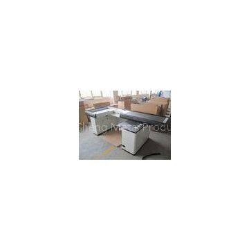 3M White Stainless Steel Supermarket Checkout Counter With Conveyor Belt