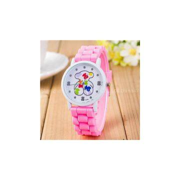 Fashion Alloy Case Silicone Strap Girl's Watch Wholesale