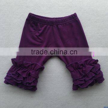 little baby boutique girls trousers cheap china factory export cotton purple crop pant hot sale children ruffle icing crop pants