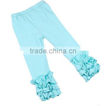 The newest design for baby girl plain high quality and reasonable price ruffle raglan long pants tripe icing legging soft