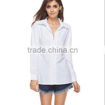 B33746A Fashion Women Slim Long Sleeve V Neck Sexy Formal Office Blouse