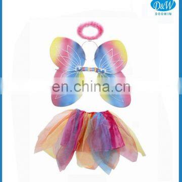 Lovely Rainbow Fairy Princess Wings Set with Tutu & Headband