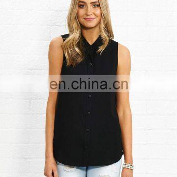 Hot 2016 Fashion Ladies Sleeveless Shirt Blouse