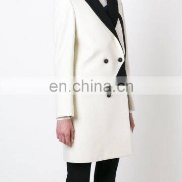 China Clothing Supplier Custom Female Wool Coat Notched Collar With Contrast Star Women's Coat photo-3