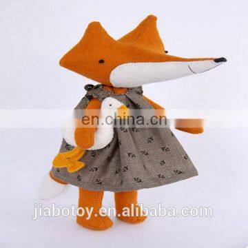 Gorgeous fox in little blue coat with goose! Great for toddlers room or just for decoration. DIY fox patter stuffed animal fox