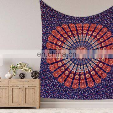 Indian 2017 Blue Bedsheet Queen Size Bedspread Latest Mandala Tapestry Wall Hanging 95" X 85" Inch