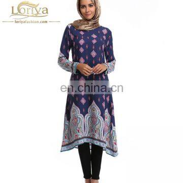 Factory digital flower printing muslim islamic women crepe blouse