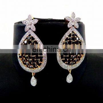 Indian Diamond long earrings-Drop Shape Fancy Diamond Earrings-2016 fashion wear Earring