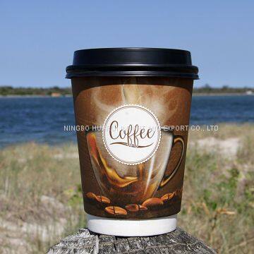Disposable Paper Coffee Cups With Lids 12oz Double Walled Sturdy Stylish Design Paper Coffee Cup photo-2