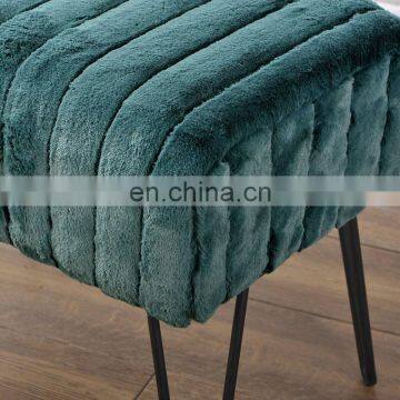 Modern Home Use Stool Tufted Velvet Ottoman Stool With Metal Legs Living Room Pink Ottoman photo-6