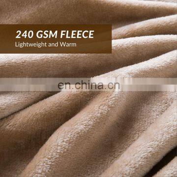 100%Polyester Solid Camel Color Plain Dyed Plush Fleece Throw Blanket in Bulk photo-3