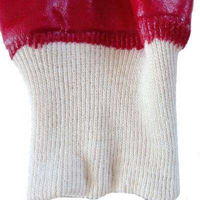 Oil and Chemical Resistant Industrial Heavy Duty Cotton Interlock Knitted Wrist Dipped PVC Coated Gloves photo-5