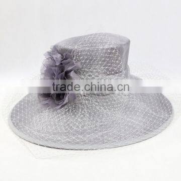 Women's Kentucky Derby Church Wedding Noble Dress Hat Linen With Flower and Veil Quality Choice photo-6