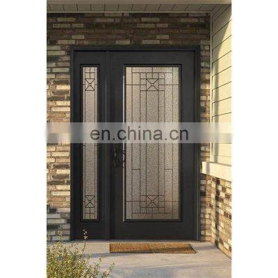 Cheap custom external main entrance front door with frosted glass window