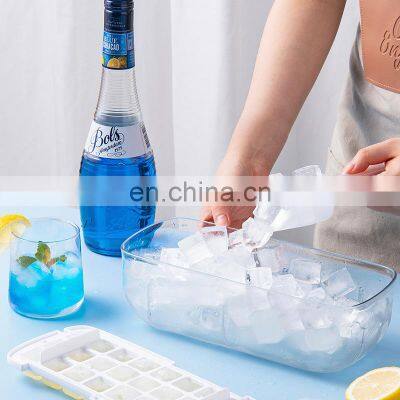 2021 Quick Release Removable Lid Rectangle Shaped Wholesale Clear Big Ice Cube Tray