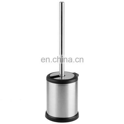 Fashionable design Free Standing Matte Powder Coating Toilet Brush With Flip Thick Stainless Steel Bathroom Toilet Brush Holder