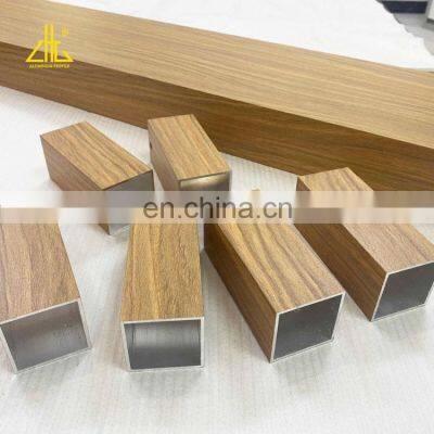 Colorful Wooden Grain Aluminum extrusion Hollow tube for Furnitures Decoration with optional colors