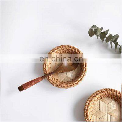 Handcrafted Boho Bamboo Mixed Rattan Woven Coasters photo-5