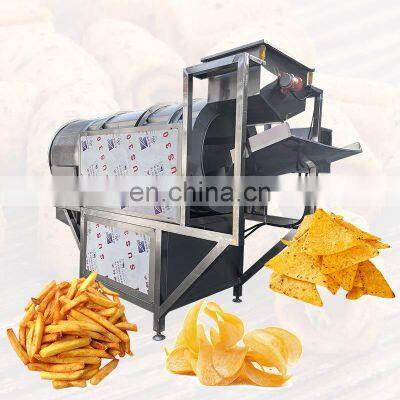 Two Heads Roller Peanut Potato Chips Steel Adding Puffed Food Srayer Ton Drum Tumbler Mixer Seasoning