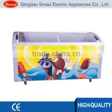 538L big capacity chest freezers for ice cream used big deep freezer glass door