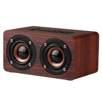 High Sound Quality Portable 6 Inches MDF Wooden Box Wireless Bluetooths Speaker With 1500mAh Certified Rechargeable Battery