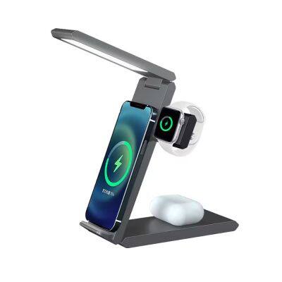 High-power 15W Charging Station Magnetic Portable Wireless Charger Mobile Phone Watch Earphone Charging Bank ABS+PC