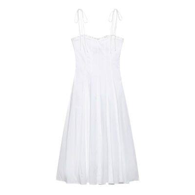 2025 New European and American Fashion Stacked Decorative Poplin Midi Dress