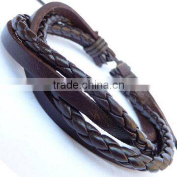 Mens REAL leather MULTI-LAYER Bracelets / Wristband