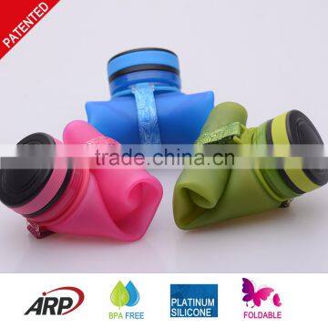 650ml flexible, collapsible, portalbe silicone water bottle with customer logo printing BPA free                        
                                                Quality Choice