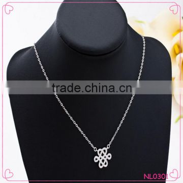 Vintage classical Chinese knot pendant necklace silver long necklace