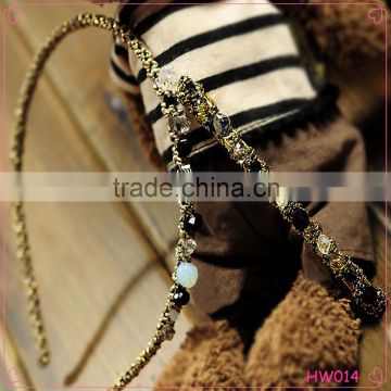 Promotional 2015 cheap girl headbands with bead and crystal wholesale hair accessories