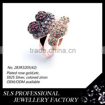 2015 New Cute Bear Rose Gold With Colorful Zircon Rings Nice Indian Costume Jewellery-SLS photo-3
