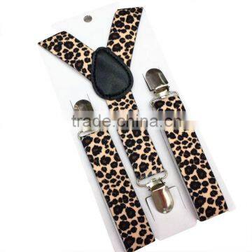 New Children Kids Boy Girls Clip-on Leopard Suspenders Elastic Adjustable Braces