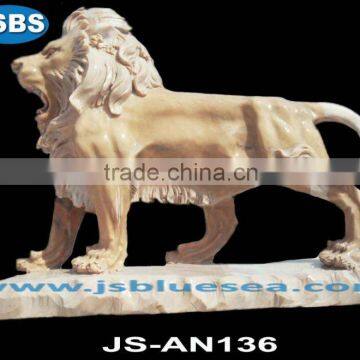 yellow natural sandstone western lion garden statue